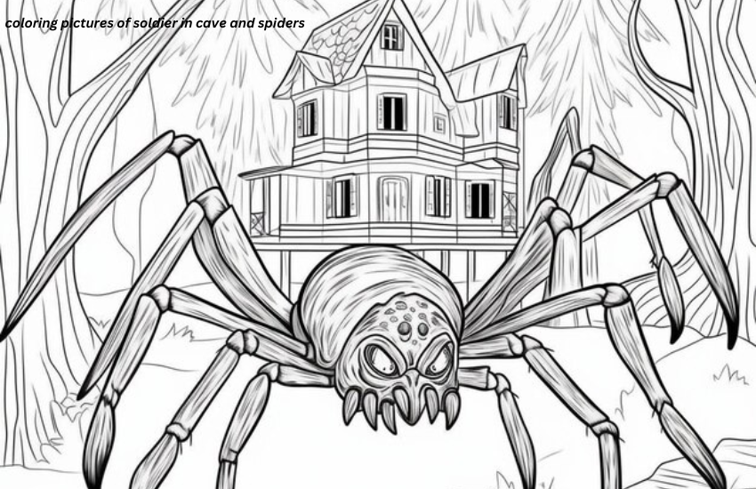 coloring pictures of soldier in cave and spiders
